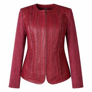NYGARD Leather and Rayon Blend Burgundy Jacket Size M (10-12)